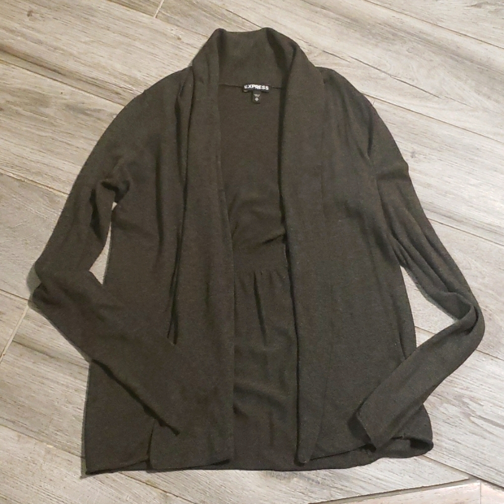 Express open olive cardigan XS